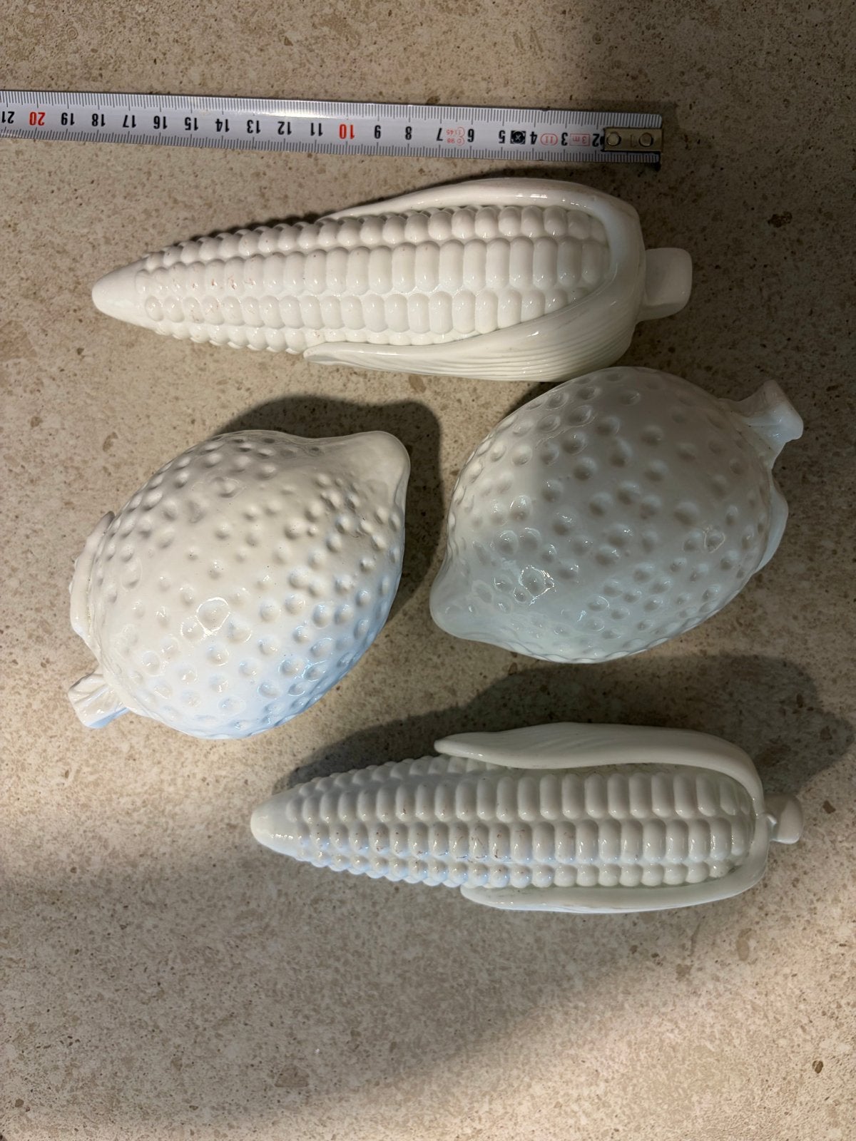 Set van 4 vintage keramische groenten/fruit decoraties, Ophalen of Verzenden