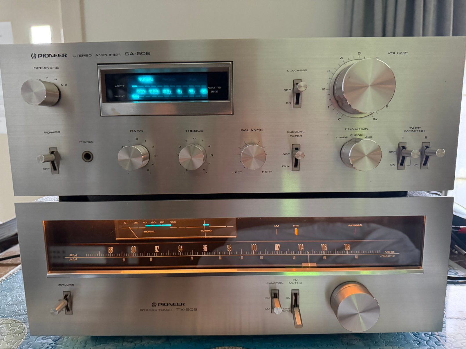 Pioneer SA-508 + TX-608 Blue Line Vintage HiFi Set – Japans, Audio, Tv en Foto, Stereo-sets, Ophalen of Verzenden, Zo goed als nieuw