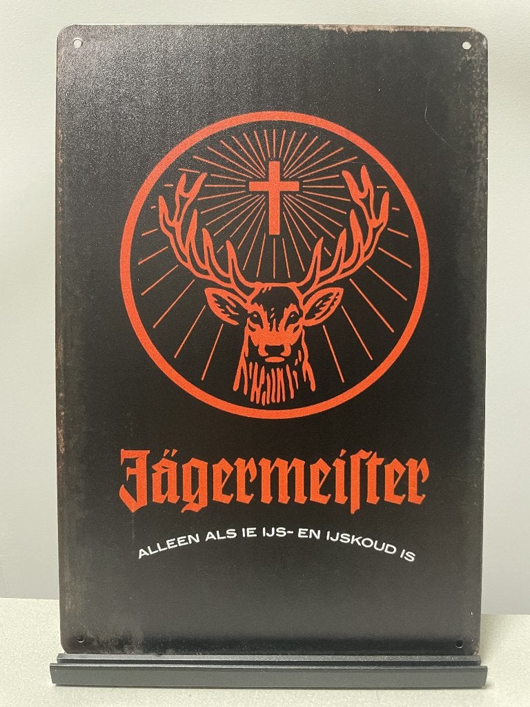 Jagermeister metalen reclamebord (Old Look), Verzamelen, Www.pand50.nl, Reclamebord, Nieuw, Ophalen of Verzenden