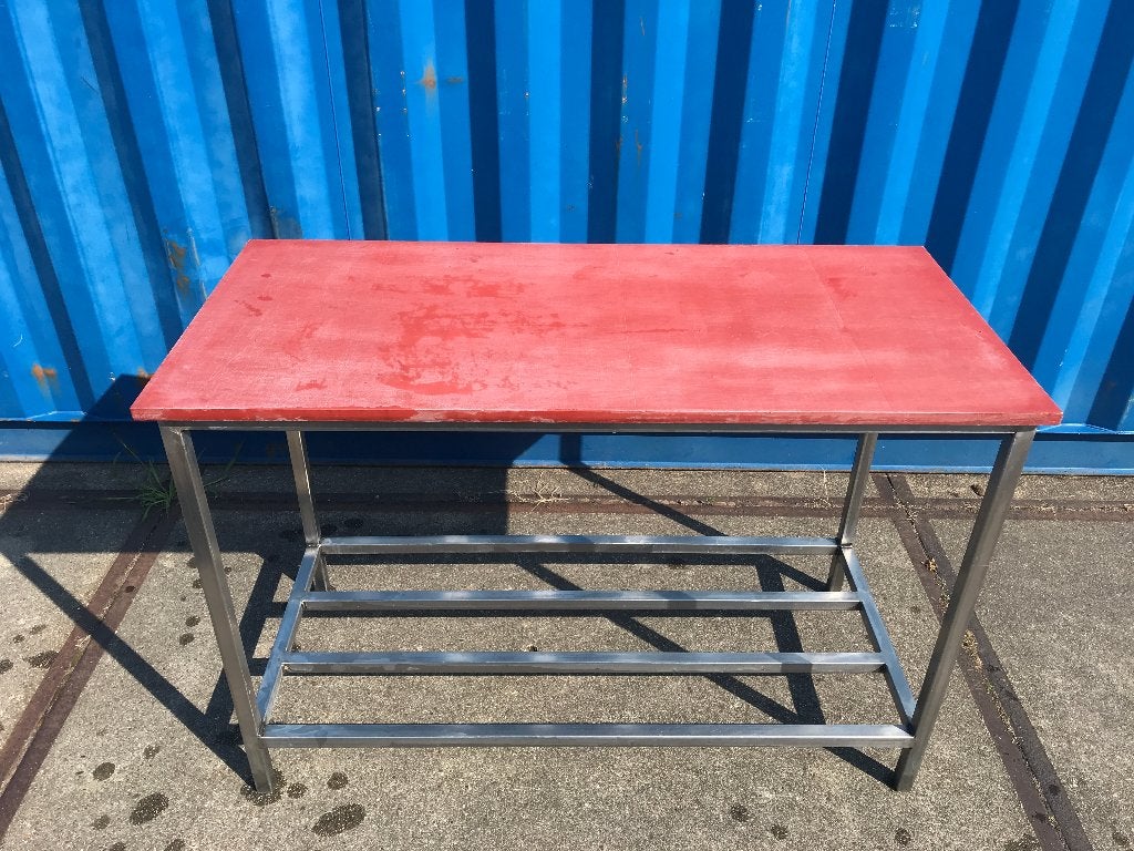 RVS snijtafel met los rood snijblad element (geschroefd ), Ophalen, Gebruikt, Minder dan 100 cm, 25 tot 50 cm