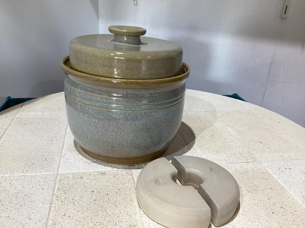 Zuurkoolpot 2,5 liter - mintgroen, Ophalen of Verzenden, Nieuw, Keramiek, Overige stijlen