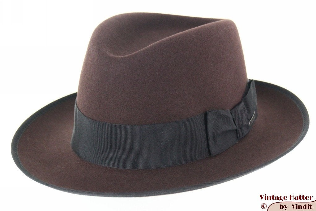 Gleufhoed Stetson Hand-Crafted kastanjebruin vilt 55,5 nieuw, Stetson, Hoed, Nieuw, Ophalen of Verzenden