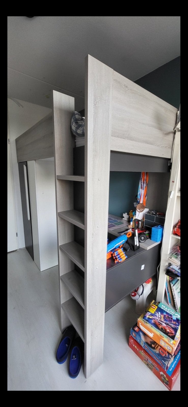 Hoogslaper met bureau en kledingkast, Huis en Inrichting, Slaapkamer | Stapelbedden en Hoogslapers, Ophalen, Gebruikt, Eenpersoons