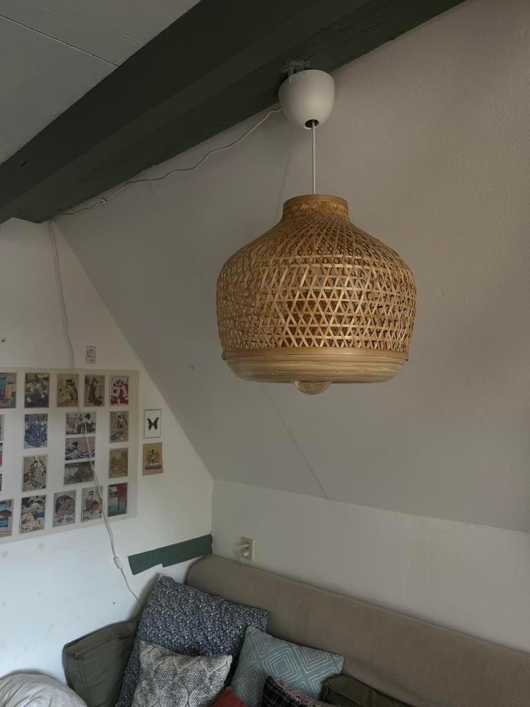 IKEA Bamboe Hanglamp - Stijlvolle Verlichting, Ophalen, Zo goed als nieuw, Overige materialen, Minder dan 50 cm