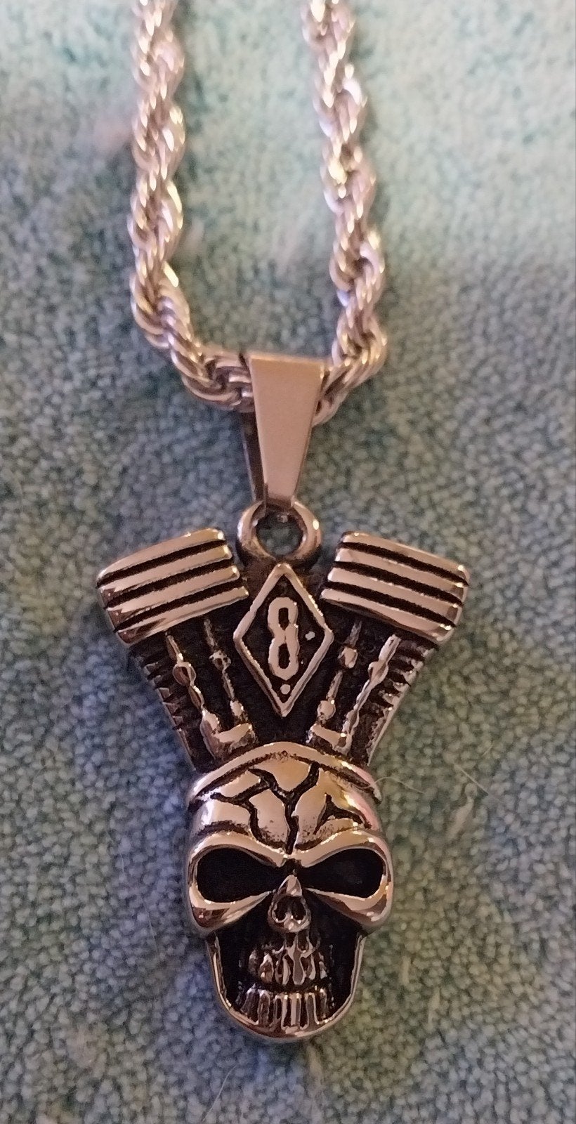 Nieuwe RVS 316L ketting met doodshoofd hanger, Nieuw, Ophalen of Verzenden, Zilver, Overige materialen