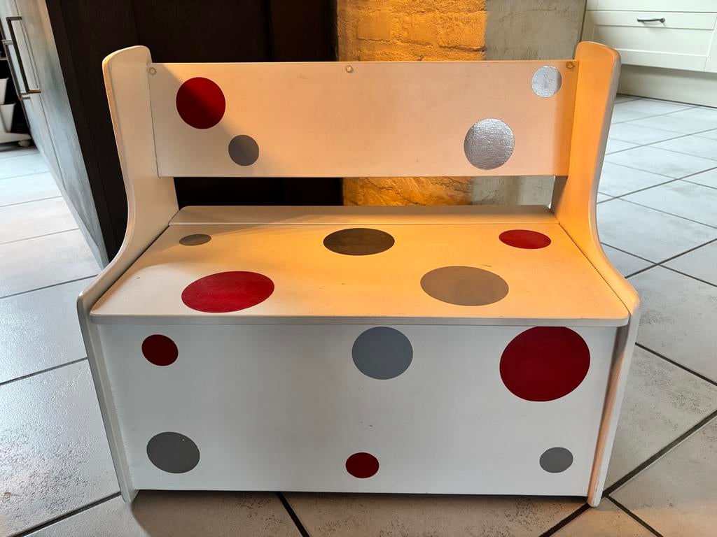 Speelgoedbankje Opbergbankje Kinderbank met stippen, Kinderen en Baby's, Kinderkamer | Overige Meubels, Ophalen, Zo goed als nieuw