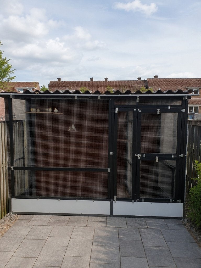 Voilere, vogelvolière! Antraciet aluminium met sluis (2,40m), Dieren en Toebehoren, Vogels | Hokken en Kooien, Ophalen, Gebruikt