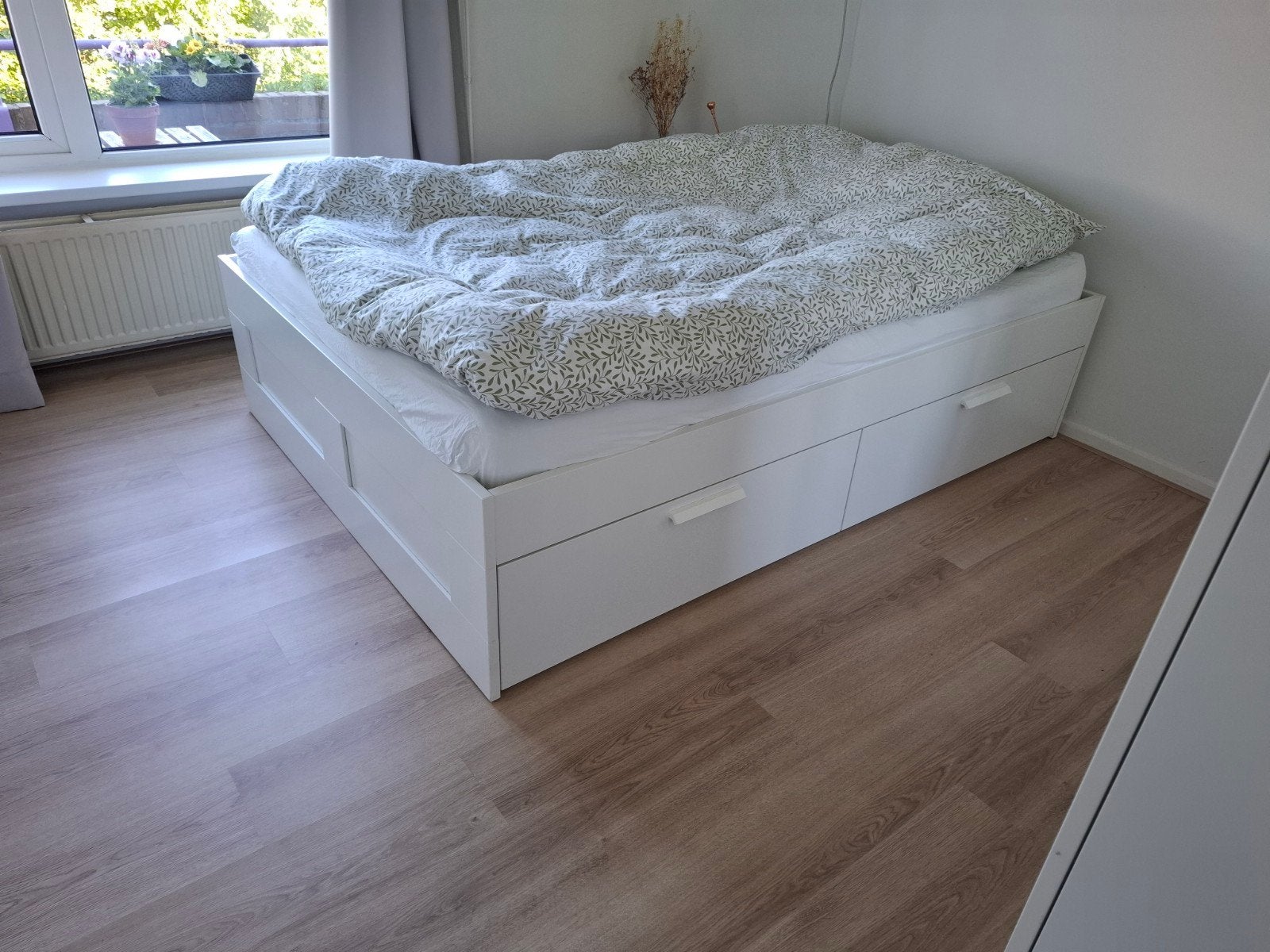 Brimnes bed ikea 140x200 cm, Gebruikt, Wit, Tweepersoons, 200 cm