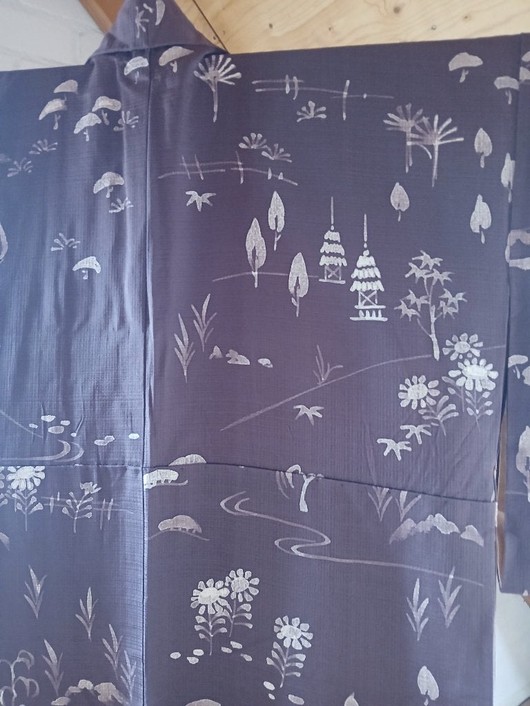Traditionele Japanse Kimono perple temple, Ophalen of Verzenden