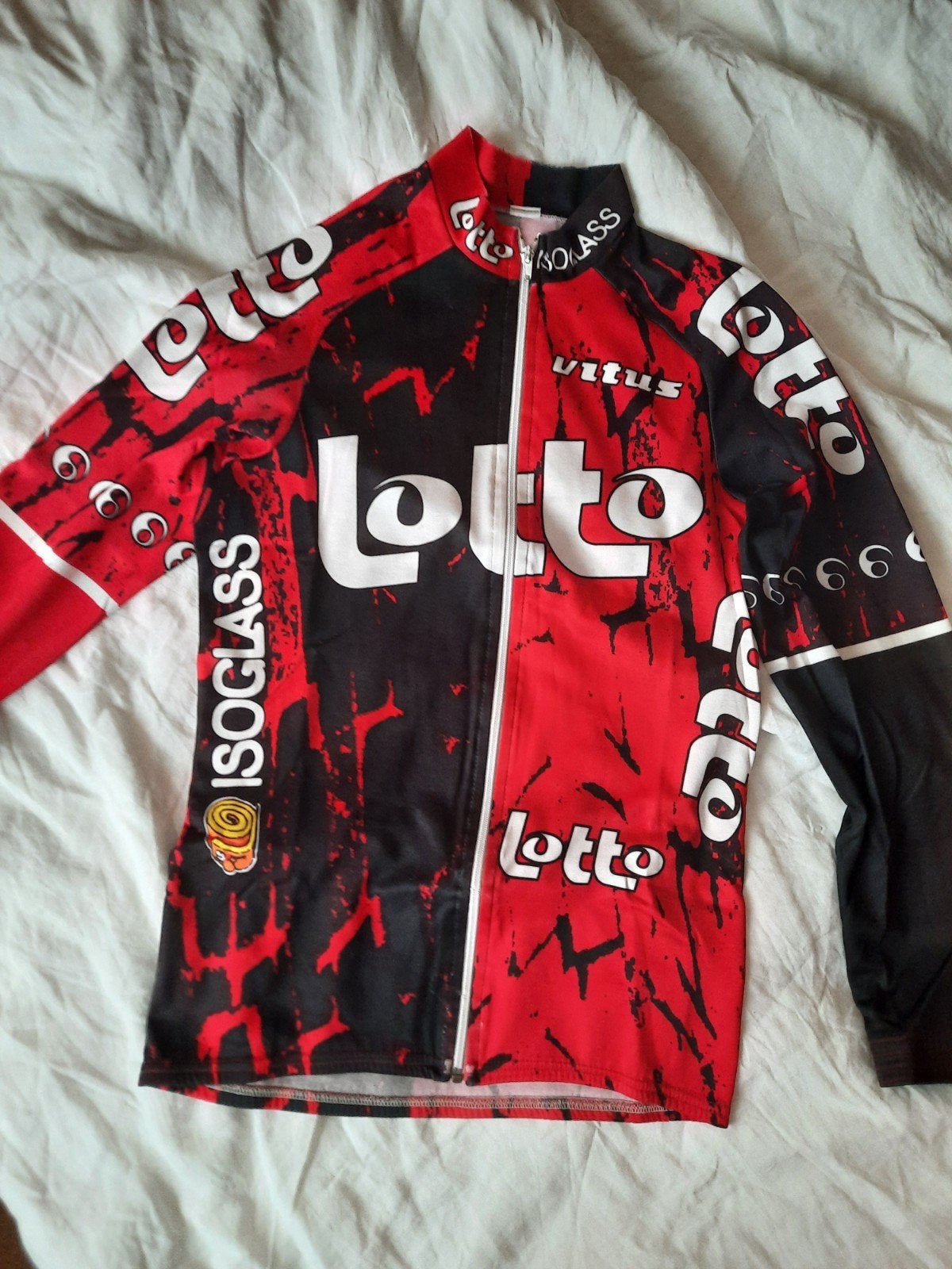 Lotto wielershirt maat L retro, Ophalen of Verzenden, Gedragen, Rood, Hardlopen of Fietsen