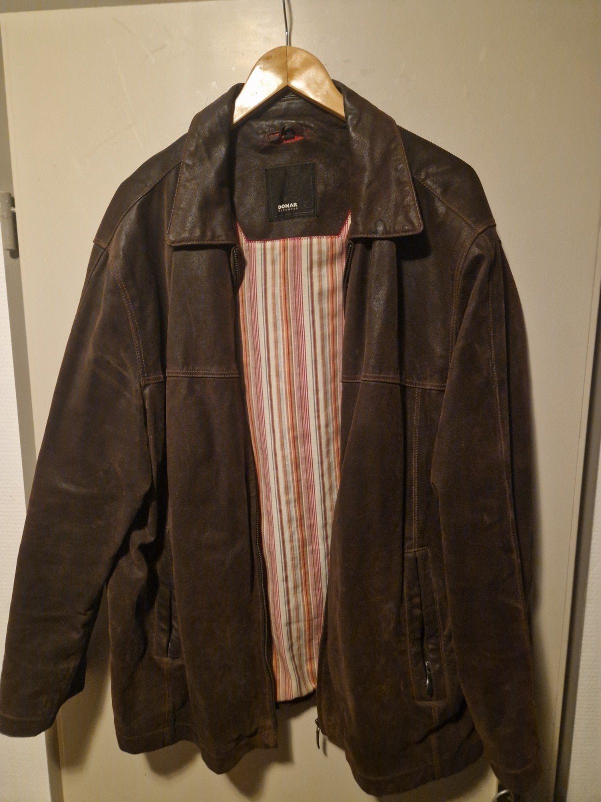 Vintage 100% Leren Jas - Bruin, Ophalen of Verzenden, Gedragen, Bruin, DONAR