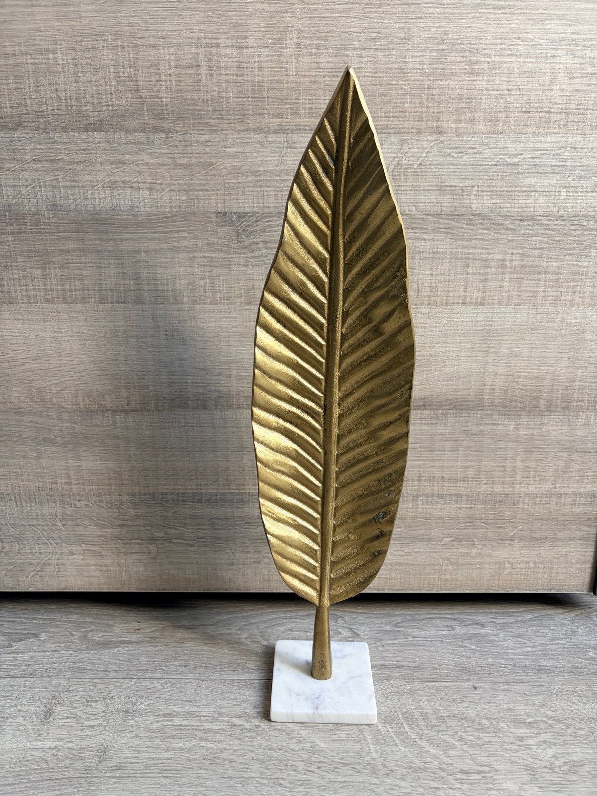 Gouden decoratieve blad op marmeren voet - PTMD Collection, Ophalen of Verzenden, Zo goed als nieuw, Goud, Metaal