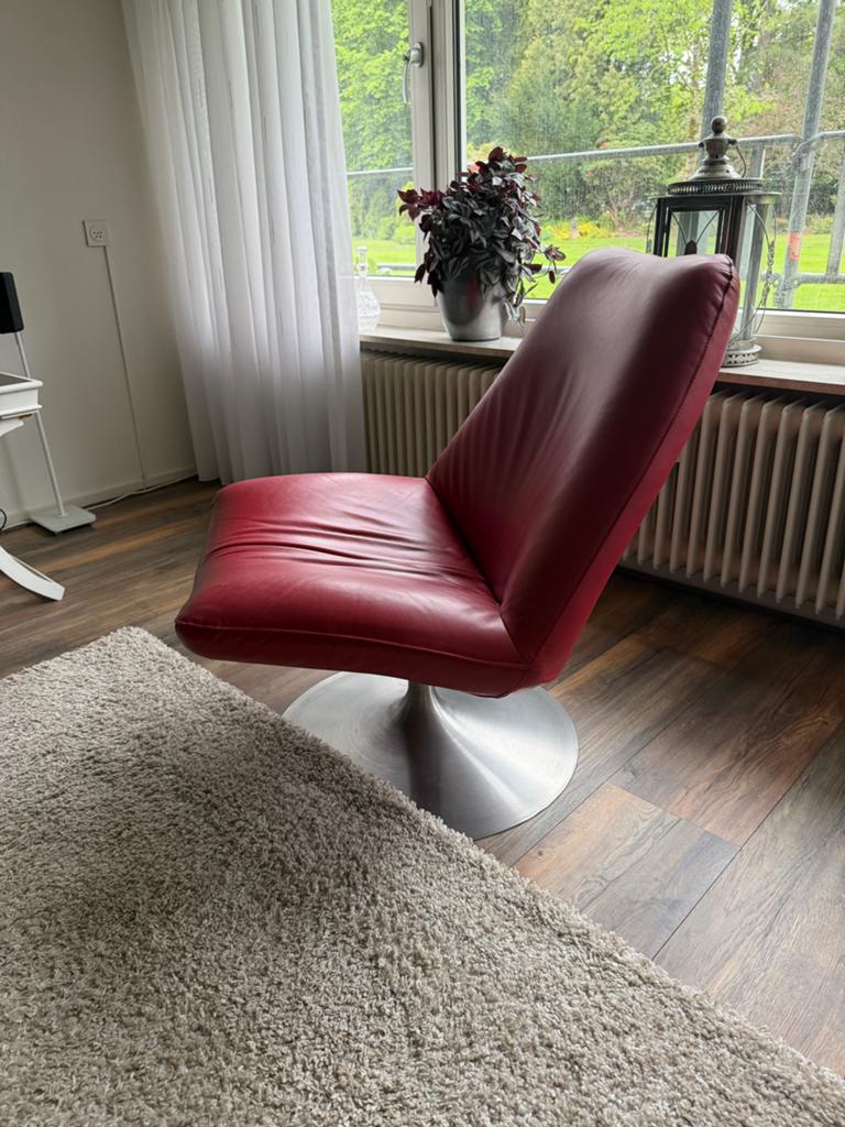 Kuipstoel leer draai, Huis en Inrichting, Stoelen, Ophalen, Lounge, Leer, Zo goed als nieuw