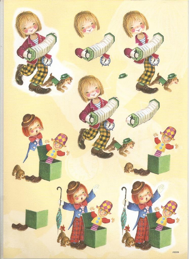 B25 clown duveltje doosje hondje harmonica knipvel, Ophalen of Verzenden, Nieuw, Kind, Knipvel