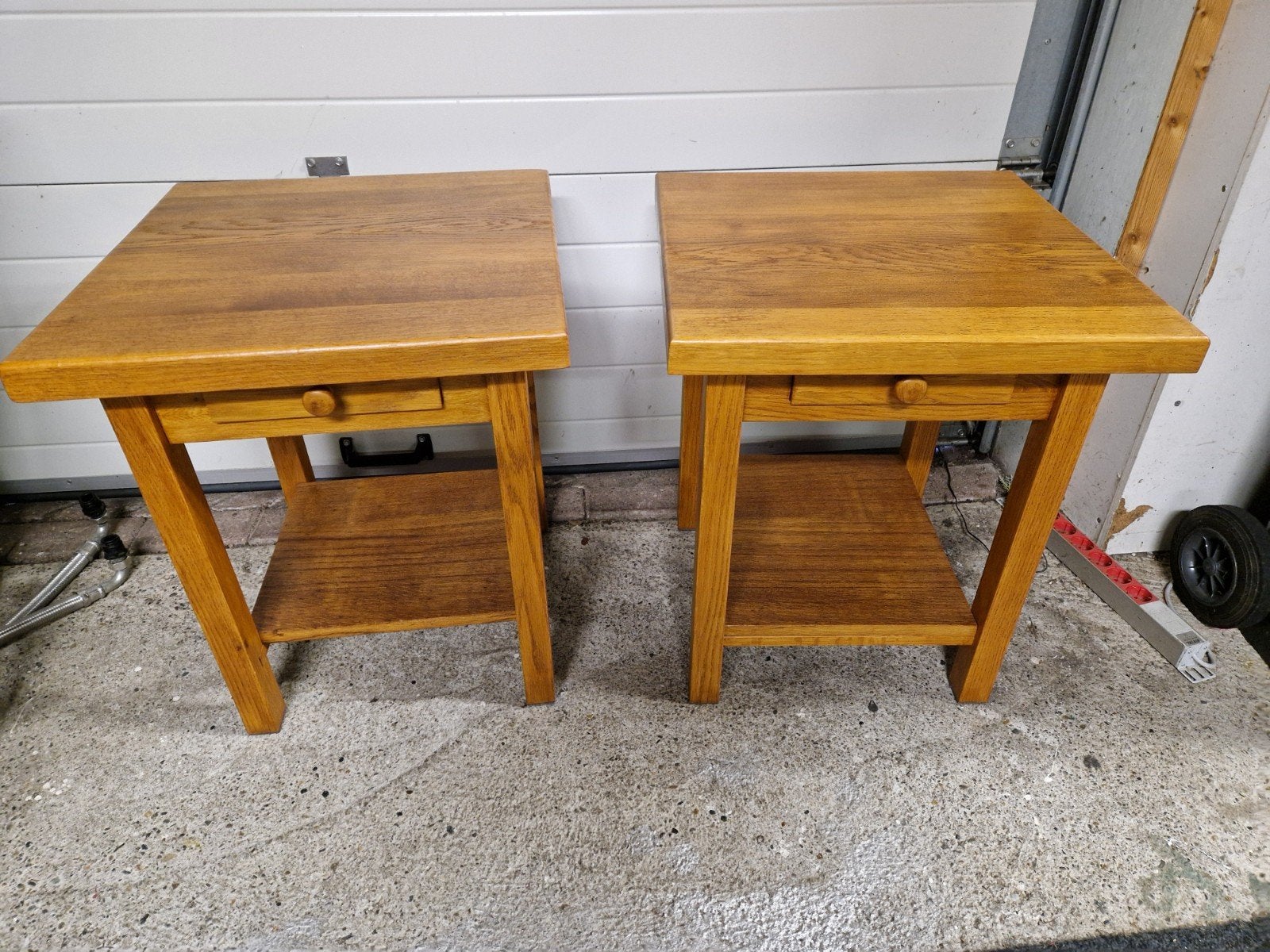2 mooie massief eiken sidetable smet lade, Ophalen, 50 tot 100 cm, Eikenhout, Zo goed als nieuw