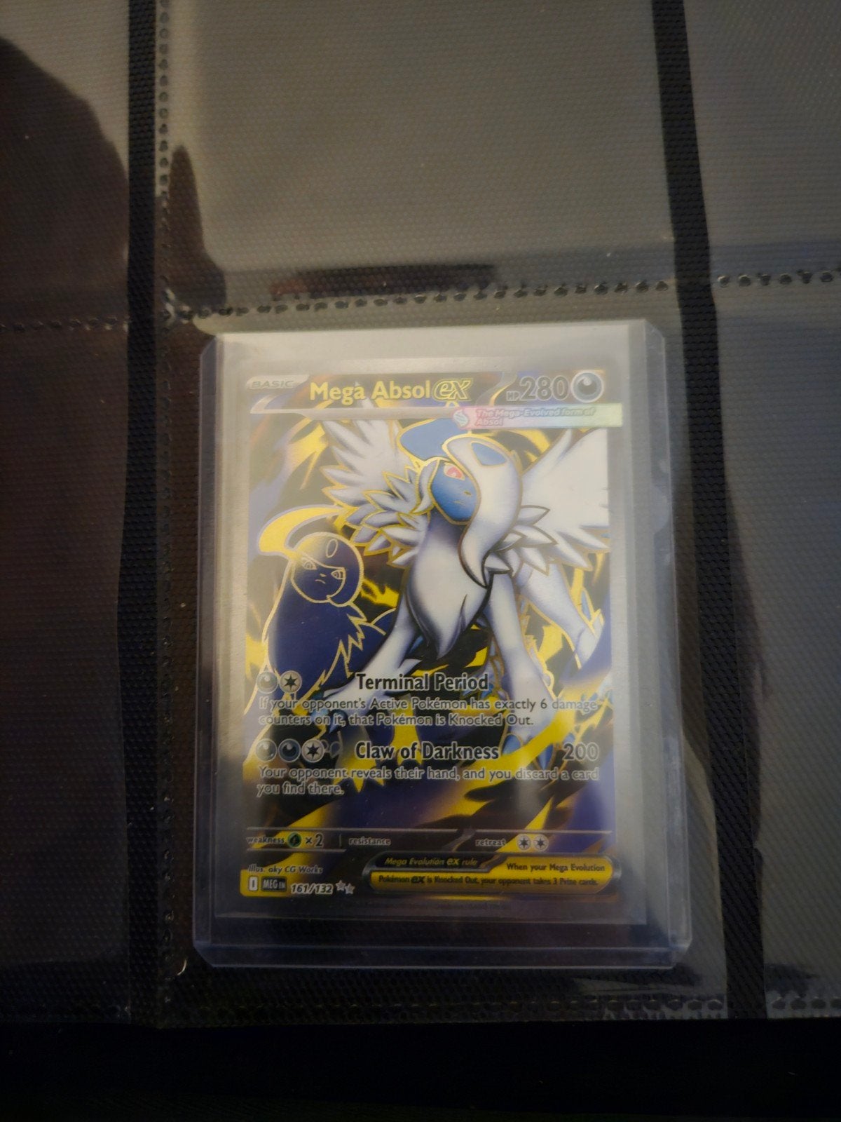 Pokemon Mega Absol ex 161/132 Mega Evolution, Ophalen of Verzenden, Zo goed als nieuw, Losse kaart, Foil
