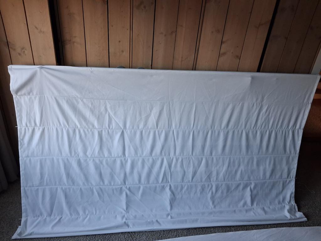 Mooi groot vouwgordijn erker met zijgordijnen (optie), Ophalen, Wit, Zo goed als nieuw, 200 cm of meer