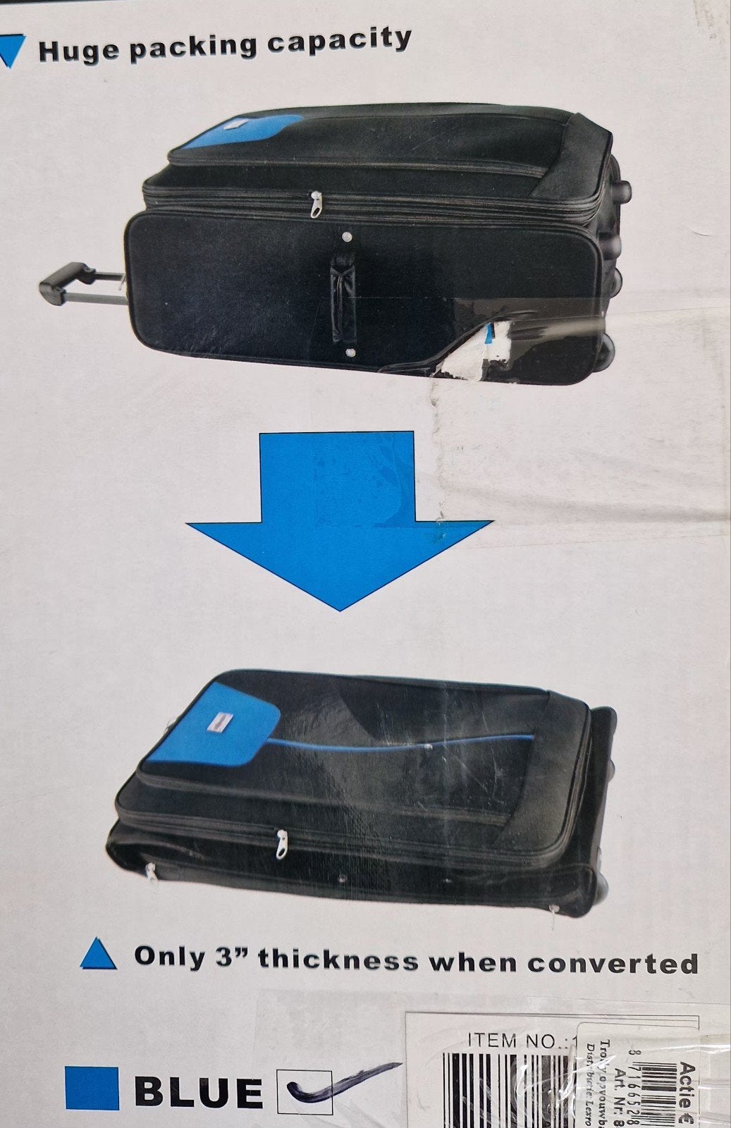 Opvouwbare trolley koffer - Nieuw in doos, Ophalen of Verzenden, Nieuw, Hard kunststof, Uitschuifbare handgreep