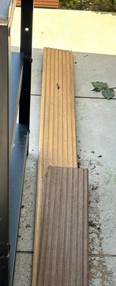 Bankirai vlonderplank 3,90m met onderbalken, Tuin en Terras, Terrasdelen en Vlonders, Ophalen of Verzenden, Gebruikt, Hout