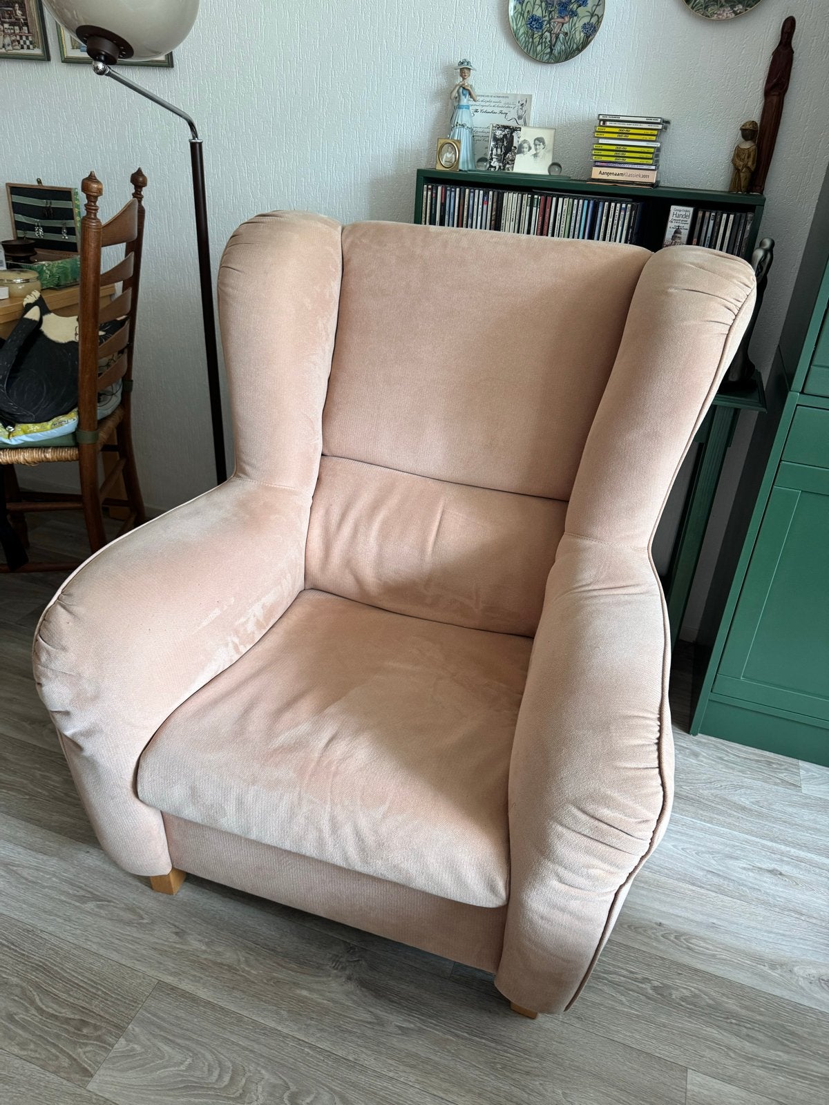 Comfortabele Relax Fauteuil - Lichtroze/Bruin - Drunen, Ophalen, Gebruikt, Stof