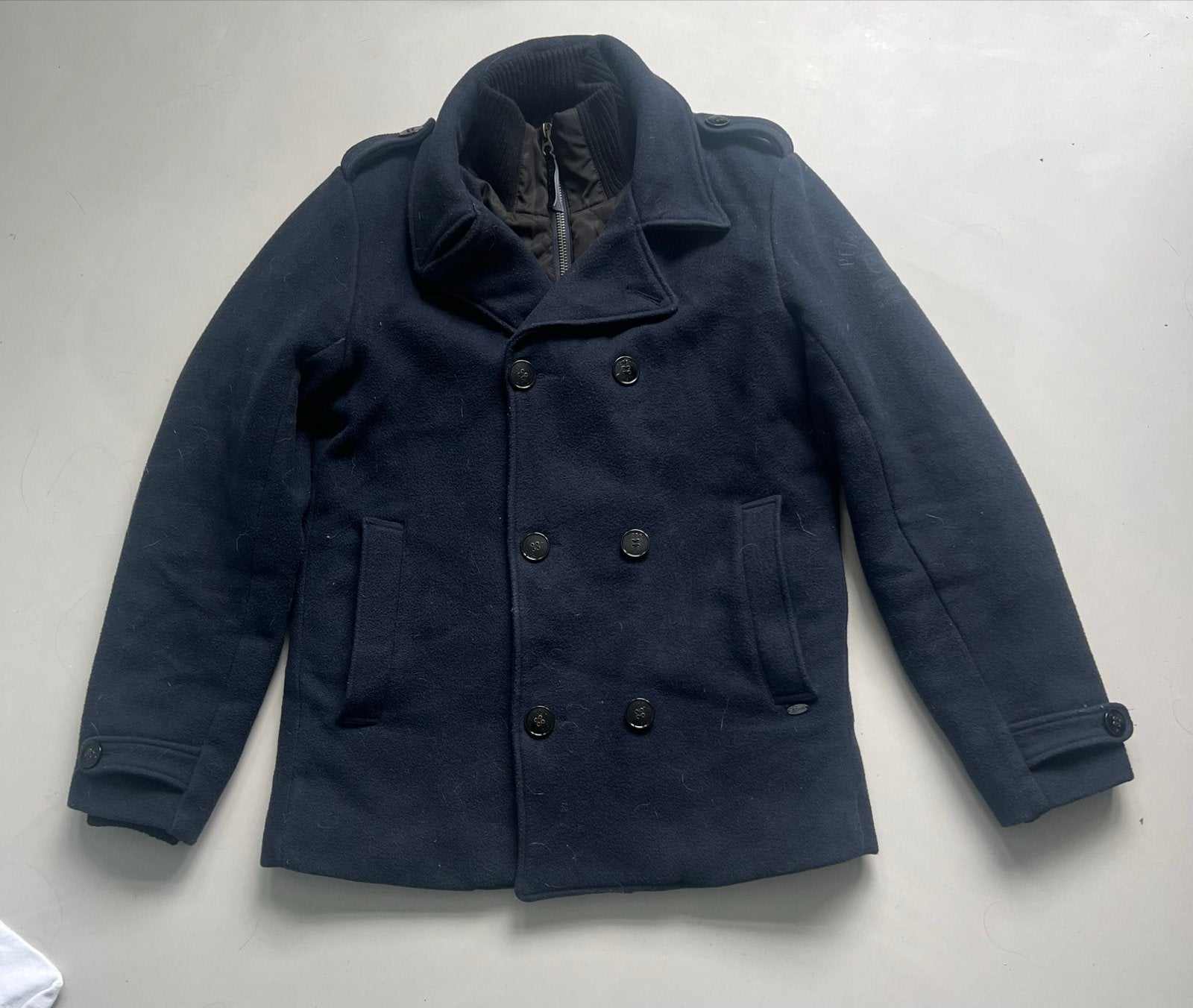 petrol donkerblauwe herenjas - Maat M, Ophalen of Verzenden, Gedragen, Maat 48/50 (M), Blauw