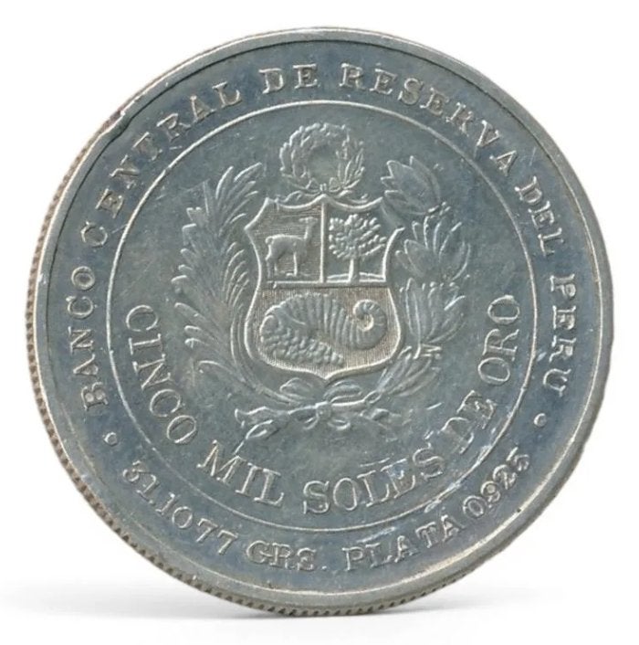 Peru 5.000 Soles 1979 100ste verjaardag van de Slag om Iquiq, Ophalen of Verzenden, Zuid-Amerika, Losse munt, Zilver