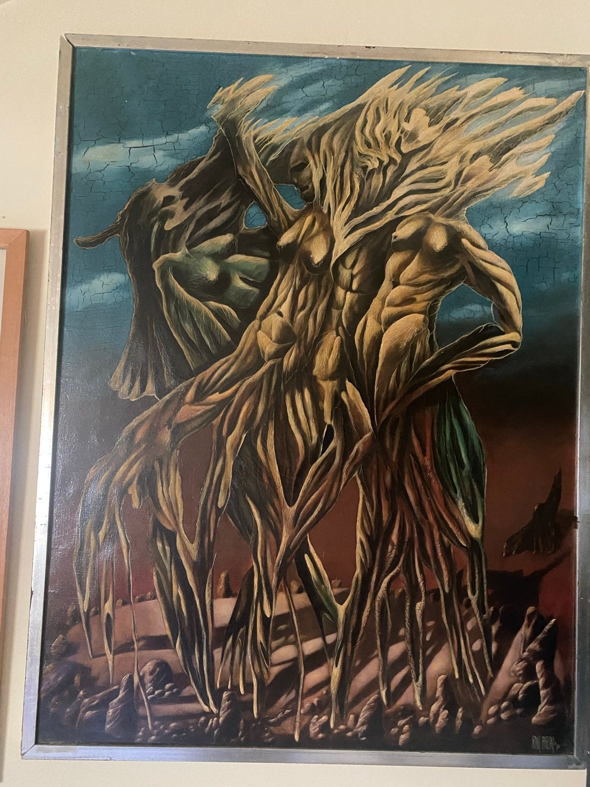 Frans Erkelens Olieverf op Doek - Surrealistisch Werk 1970, Antiek en Kunst, Kunst | Schilderijen | Klassiek, Ophalen, Doek, Surrealisme