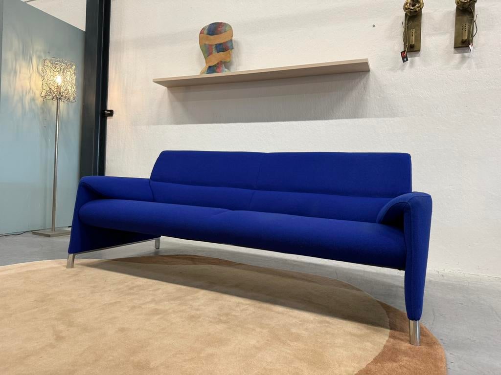 Leolux Felizia Bank 3 zits hallingdal blauw design 210, Leolux, 75 tot 100 cm, Ophalen of Verzenden, Rechte bank