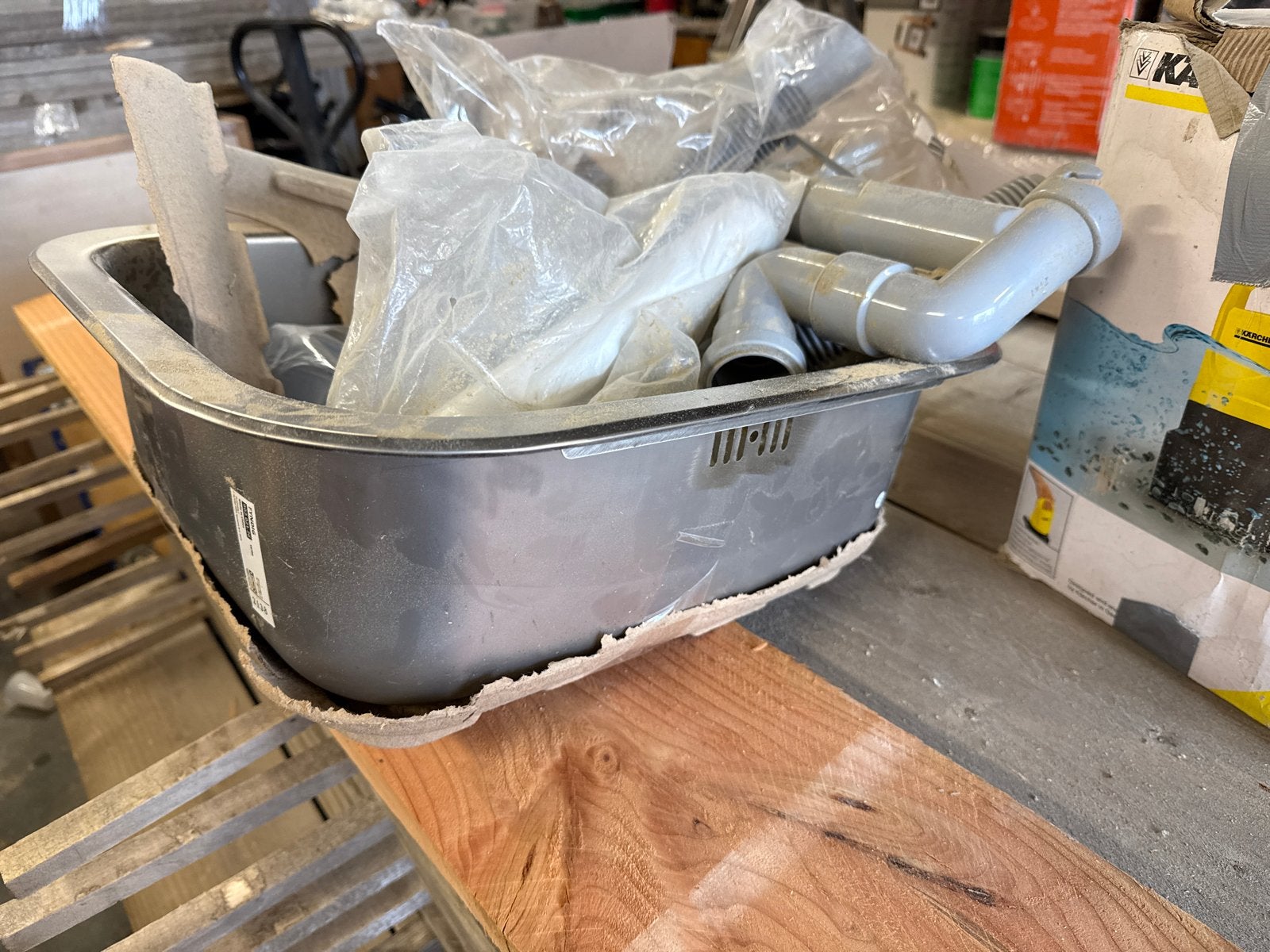 IKEA FYNDIG spoelbak met sifon en afvoerbuizen, Ophalen, Overige typen, IKEA, Nieuw