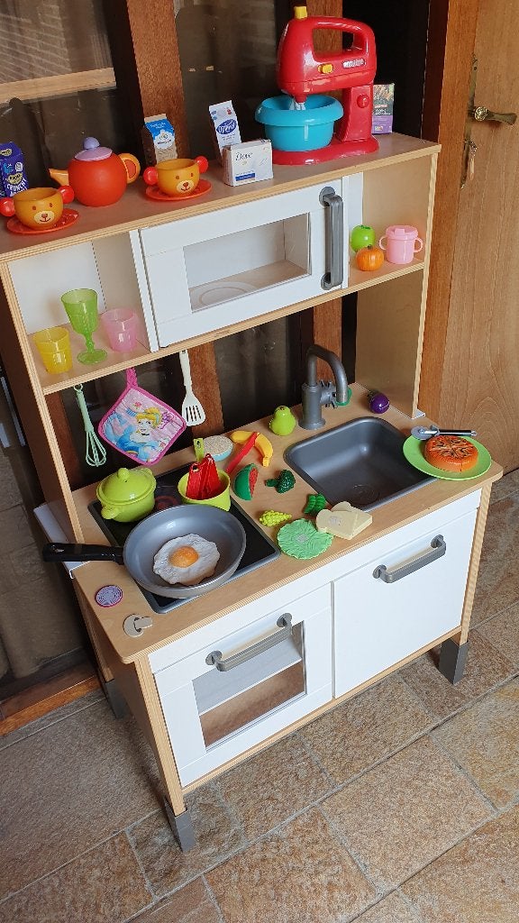 Ikea Speelkeuken +mixer (werkt echt), pannen, kookgerei,, Kinderen en Baby's, Ophalen, Zo goed als nieuw, Hout, Speelkeuken