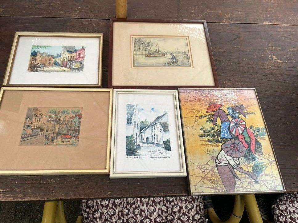 Vintage  schilderijtjes zoldervondst, Antiek en Kunst, Ophalen of Verzenden