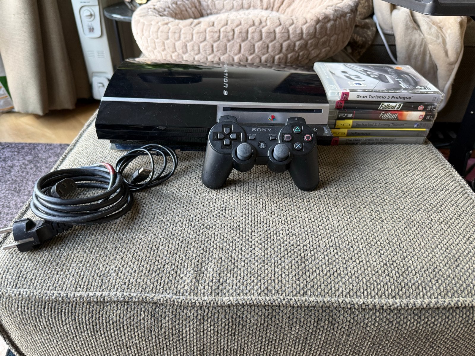 Playstation 3 80GB met controller en spellen, Spelcomputers en Games, Phat, Met 1 controller, Gebruikt, Met games