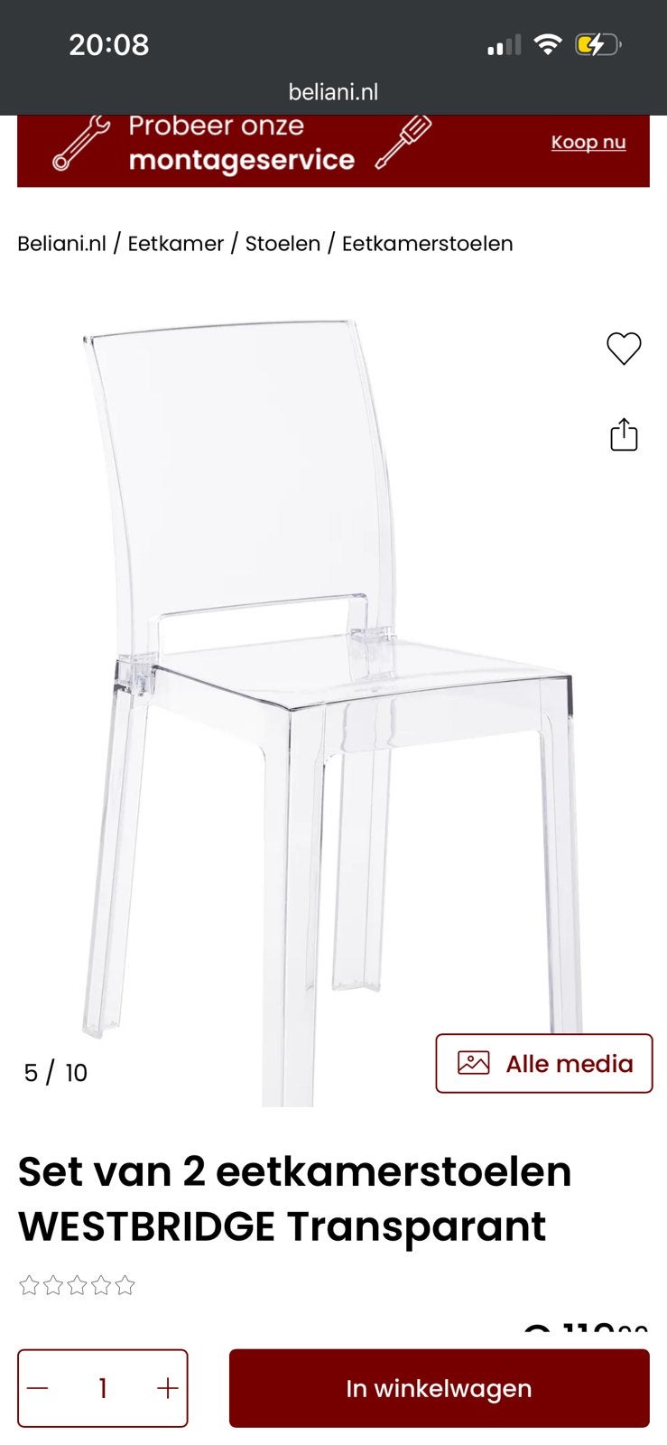 La Marie van Kartell, ontworpen door Philippe Starck, Ophalen, Kunststof, Overige kleuren, Vijf, Zes of meer stoelen