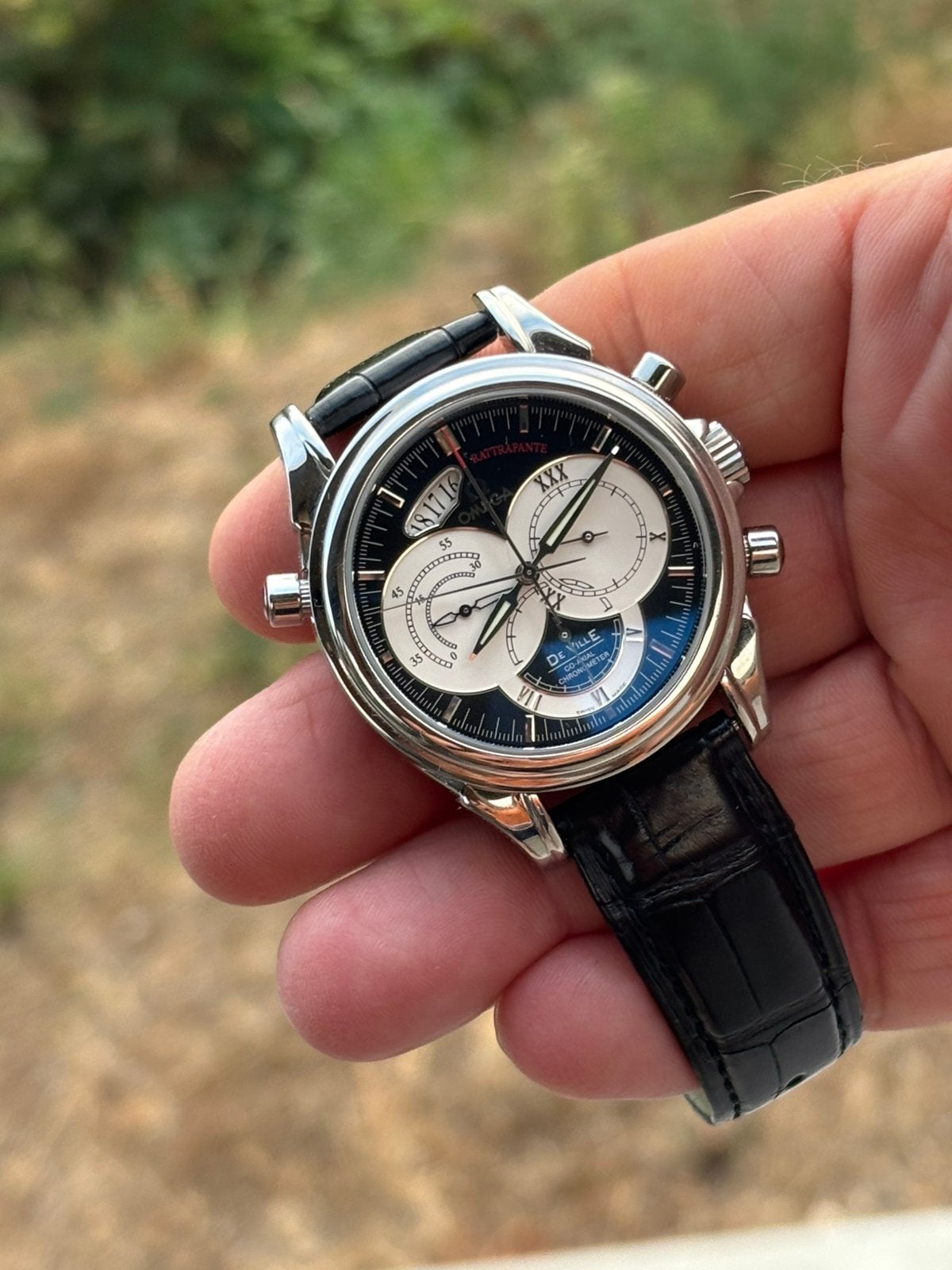 Omega De ville Co-Axel Rattrapante, Staal, Met bandje, Polshorloge, Omega