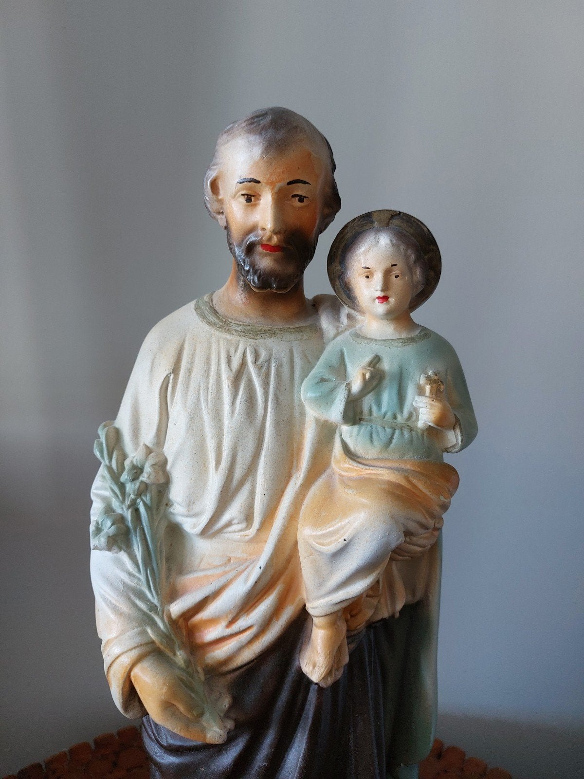 Heiligenbeeld Sint Jozef + Jezus, vintage, 53 cm, Antiek en Kunst, Antiek | Religie, Ophalen