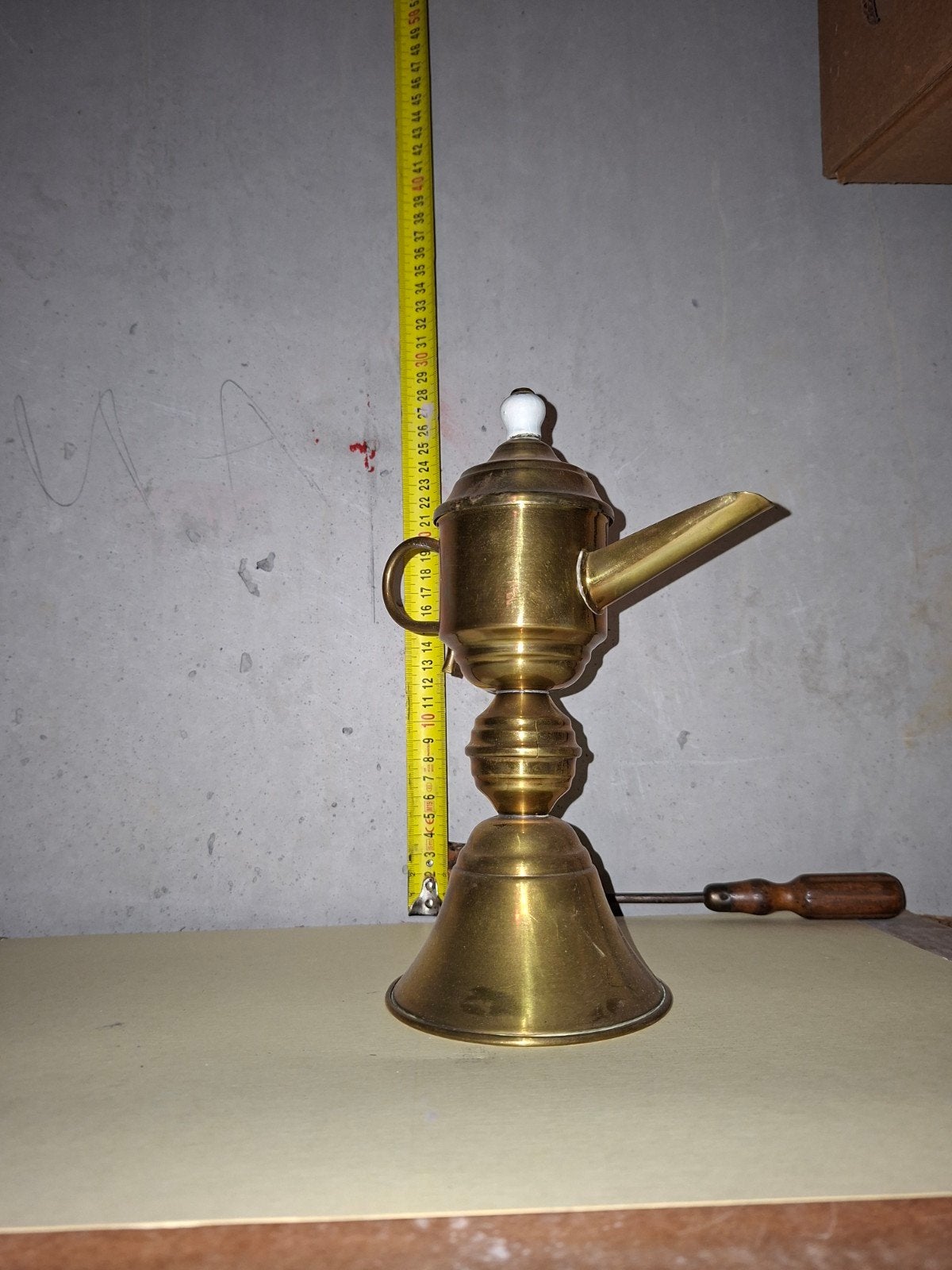 Antieke koperen olielamp - Decoratieve verlichting, Antiek en Kunst, Antiek | Lampen, Ophalen of Verzenden