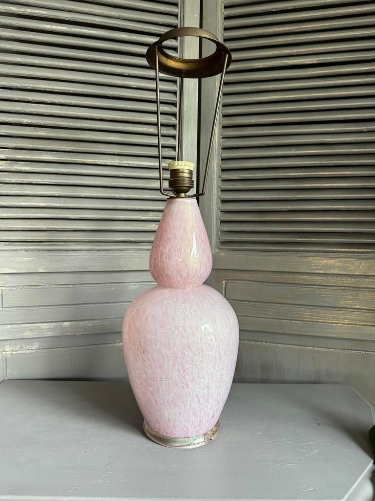 Vintage Murano glazen tafellamp messing fitting 56cm hoog, Ophalen of Verzenden