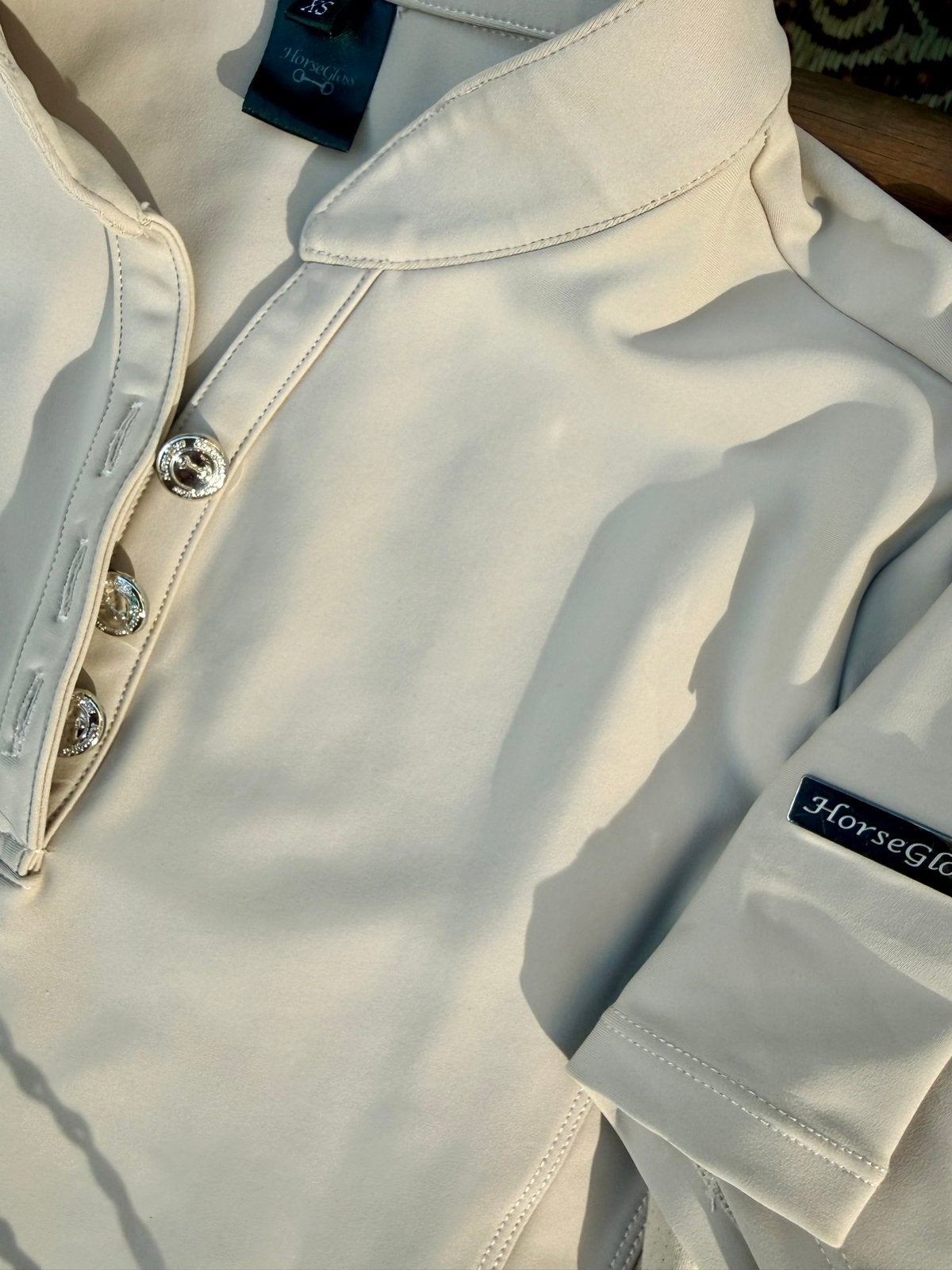 Nieuw HorseGloss Rijshirt Beige XS, Ophalen of Verzenden, Zo goed als nieuw, Maat 34 (XS) of kleiner, Beige