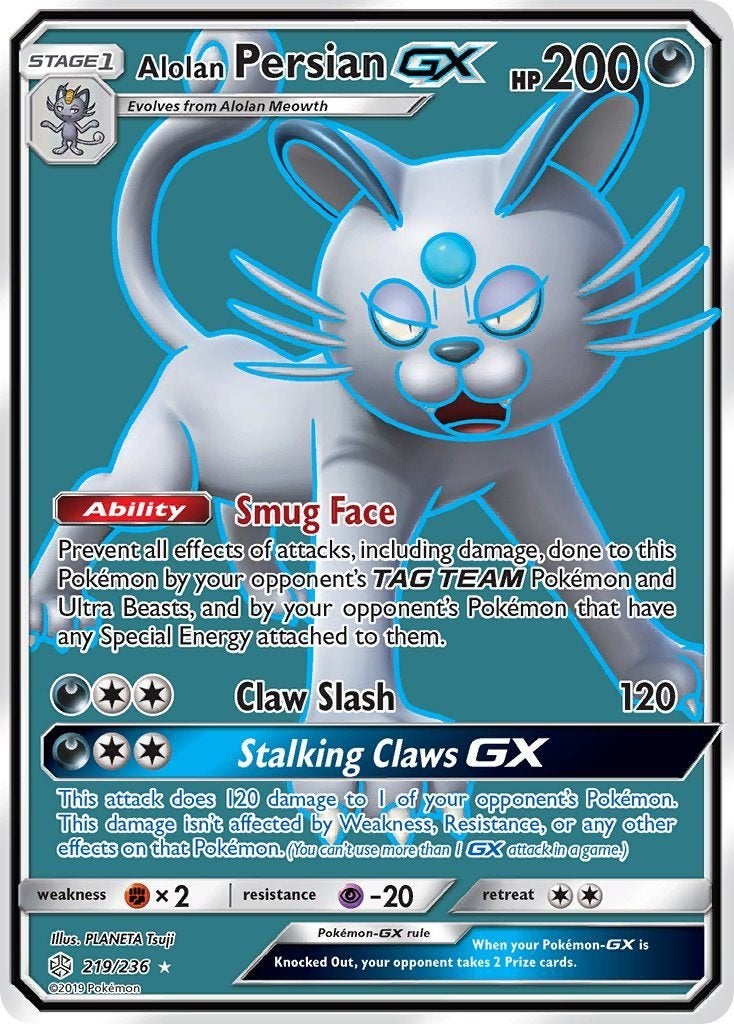 Cosmic Eclipse » Alolan Persian-GX 219/236, Ophalen of Verzenden, Nieuw, Losse kaart