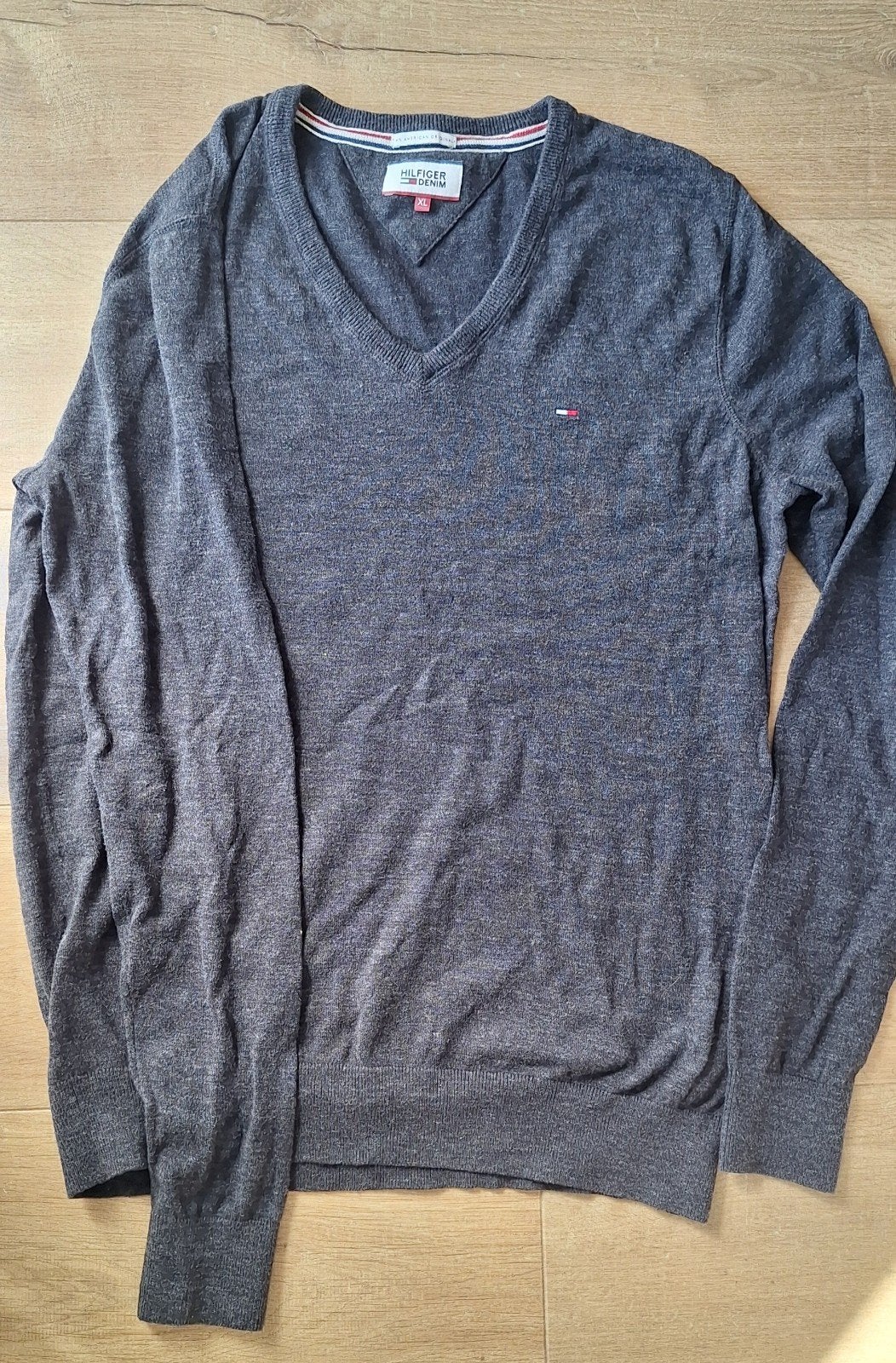 Tommy Hilfiger Denim V-hals trui XL, Kleding | Heren, Truien en Vesten, Maat 56/58 (XL), Ophalen of Verzenden, Grijs, Gedragen