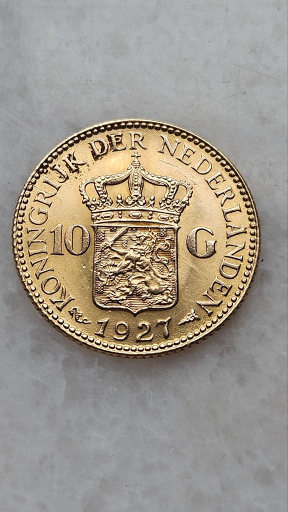 Gouden tientje 1927, Postzegels en Munten, Munten | Nederland, Ophalen of Verzenden, Koningin Wilhelmina, 10 gulden, Goud