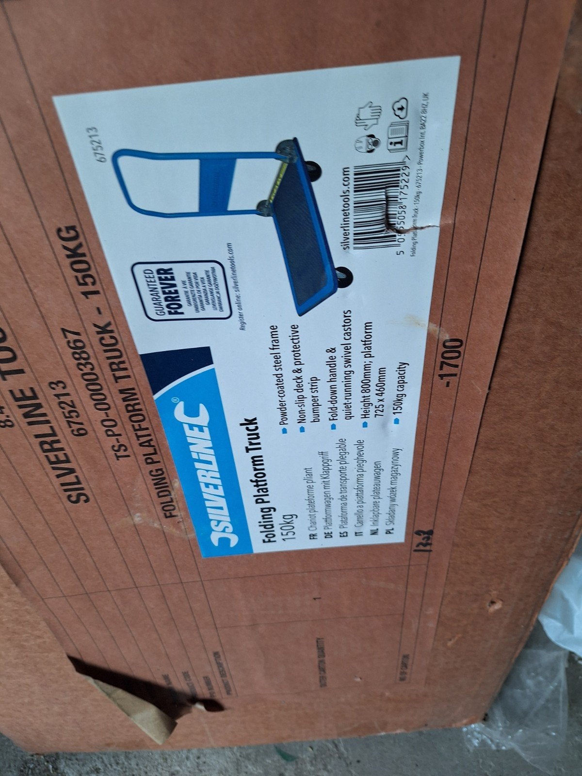 Silverline Inklapbare Plateauwagen - 150kg, Ophalen of Verzenden, Nieuw, Transportkar