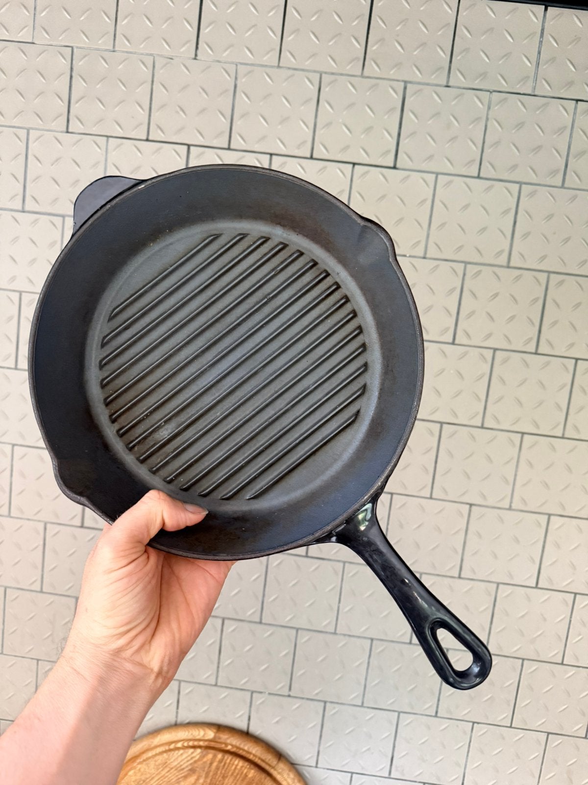 Prachrige geëmailleerde grillpan, gietijzer, Ophalen of Verzenden, Zo goed als nieuw