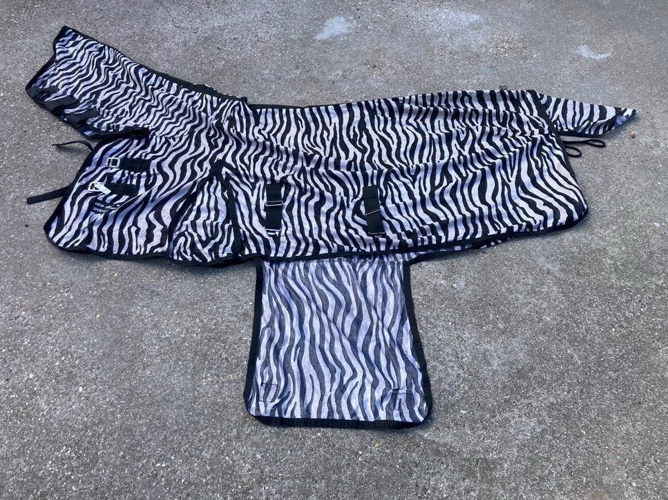 HKM zebra vliegen deken met hald en buikflap 125 / 175, Ophalen of Verzenden, Gebruikt