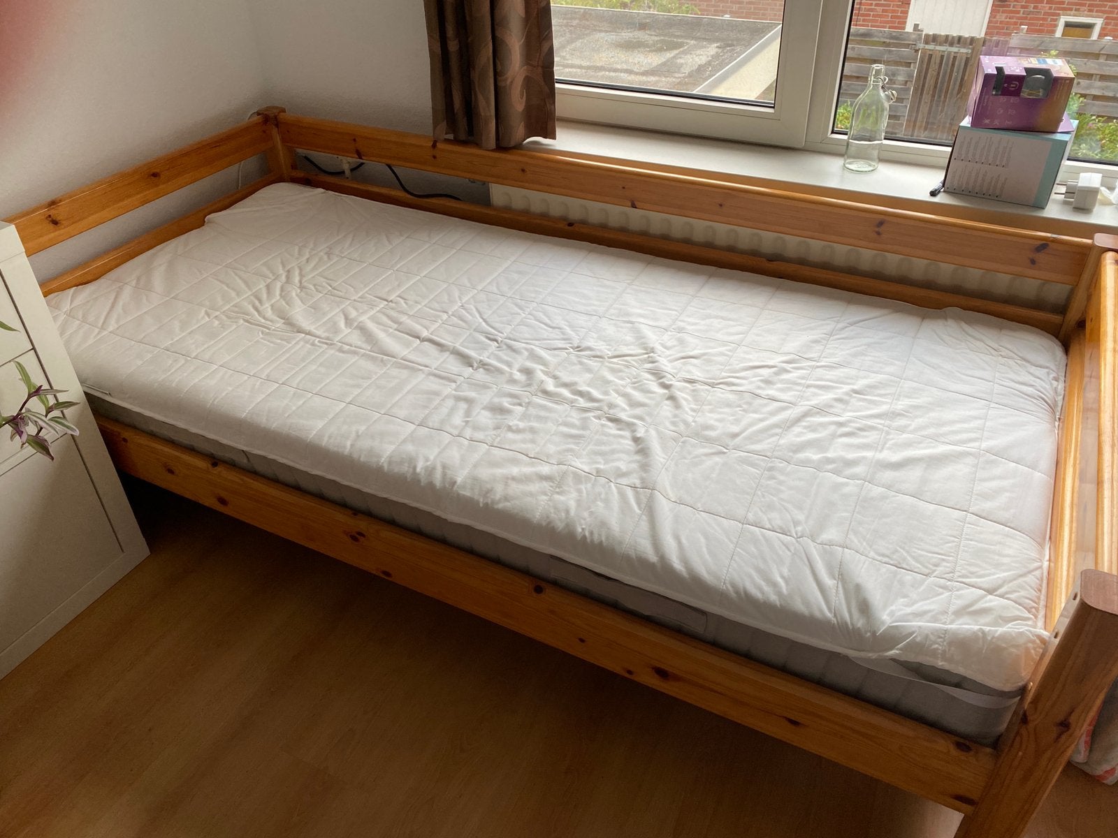 Flexa hoogslaper/laag bed incl. Ikea Hafslo matras, Ophalen, 90 cm, Eenpersoons, Wit