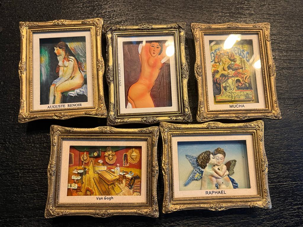 Set van 5  magneten kunstminiaturen - diverse meesters, Antiek en Kunst, Ophalen of Verzenden