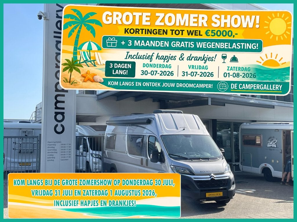 Pössl Roadcruiser XL ENKELE BEDDEN VERHOOGD TREKHAA, Caravans en Kamperen, Pössl, 6 tot 7 meter, Bedrijf, Overige merken