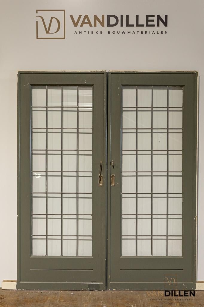 Oude ensuite schuifdeuren met glas in lood mooie set!, Ophalen, Gebruikt, Binnendeur, Glas