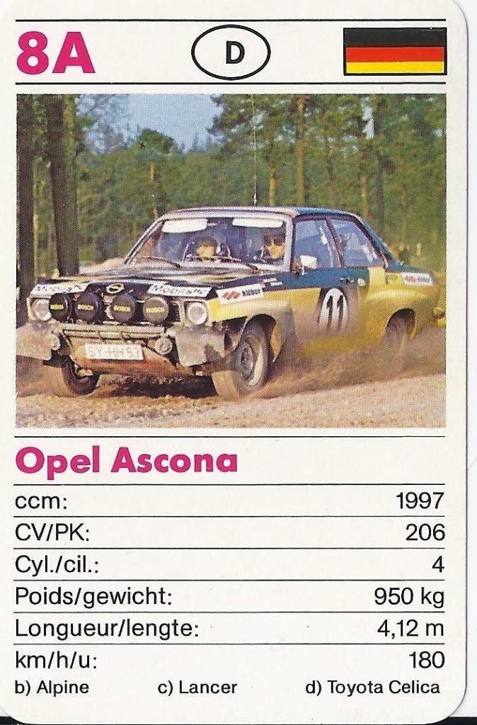 Kw2877 autokaartje 8a opel ascona, Ophalen of Verzenden, Zo goed als nieuw, Auto's