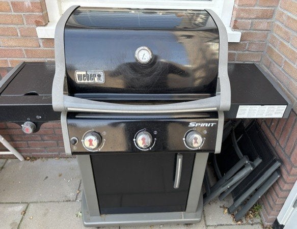 Weber BBQ 3-pits Spirit + zijbrander – inclusief gasfles, Ophalen, Gebruikt, Weber